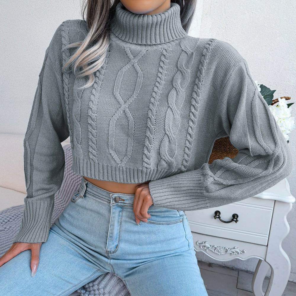 Cropped Strickpullover mit Rollkragen – Streetstyle Edition